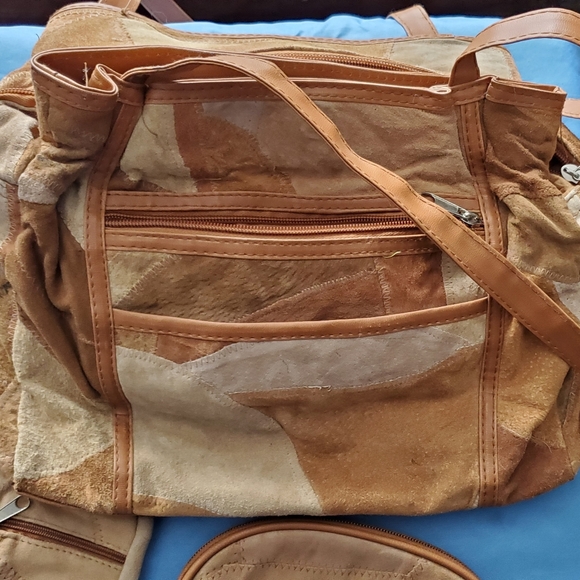 Suede Patchwork Handbag, Large Capacity, Multiple Pockets - Picture 9 of 13